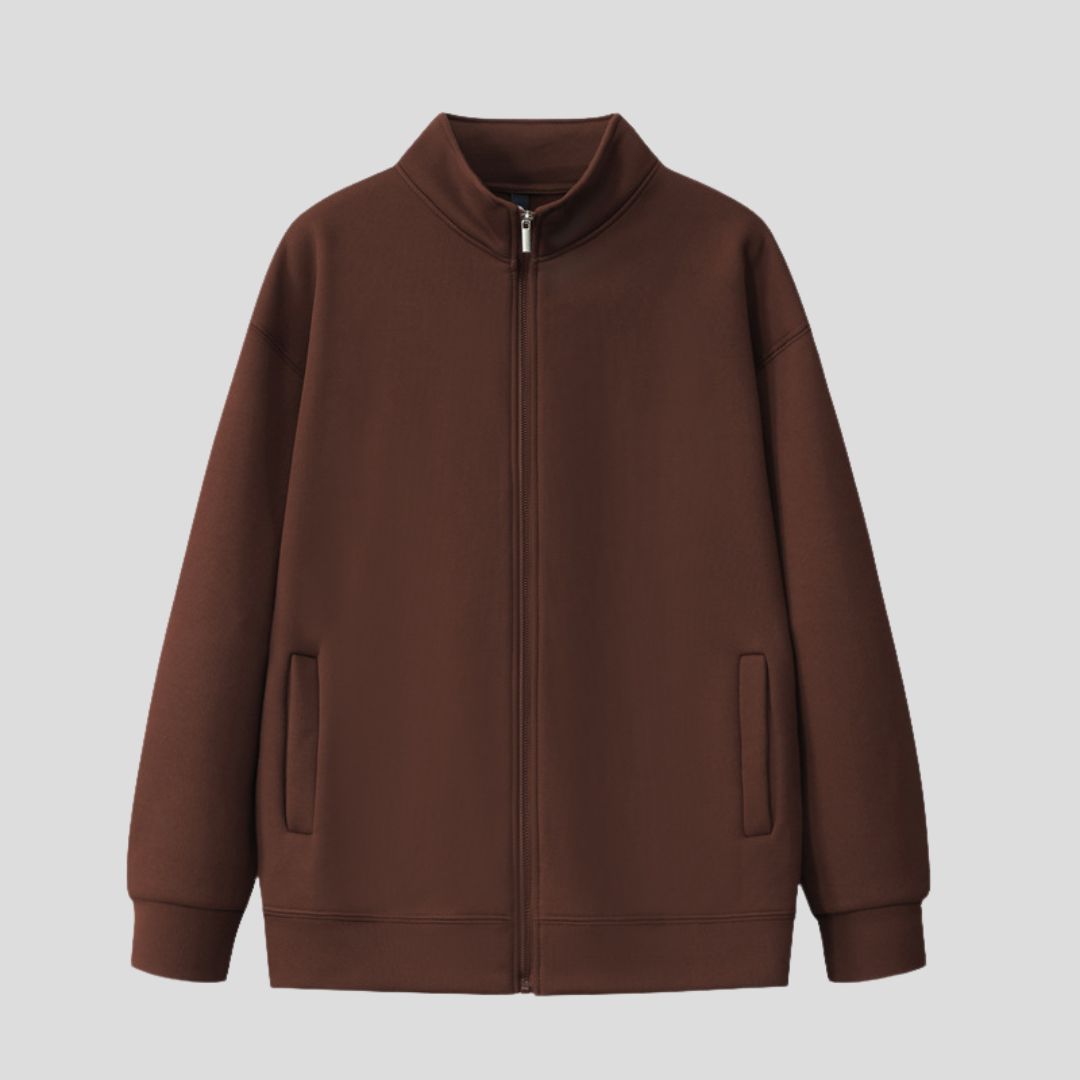 Men's Zip-Front Sweatshirt with Stand Collar
