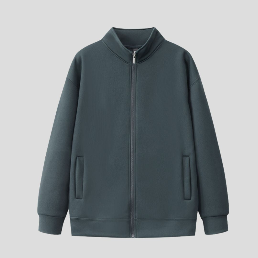 Men's Zip-Front Sweatshirt with Stand Collar