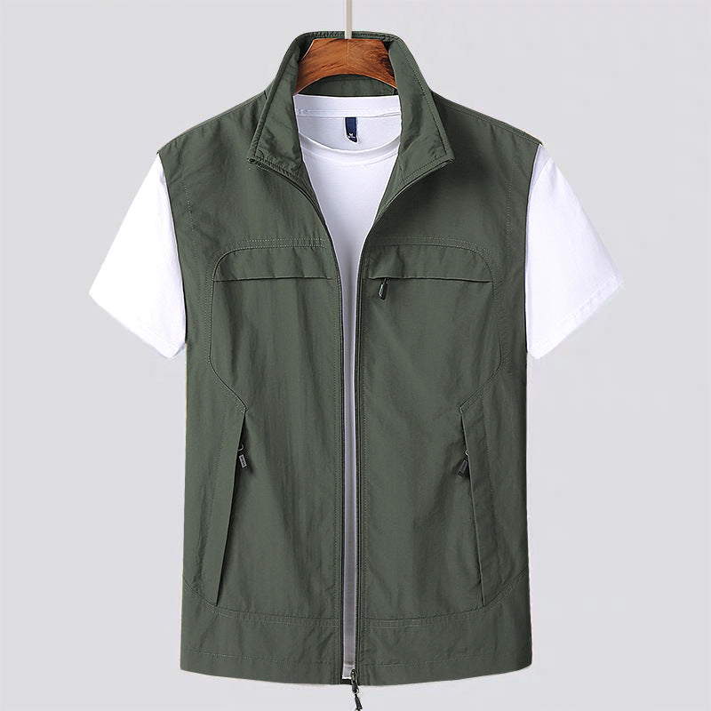Multi-Pocket Zip Vest with Structured Front