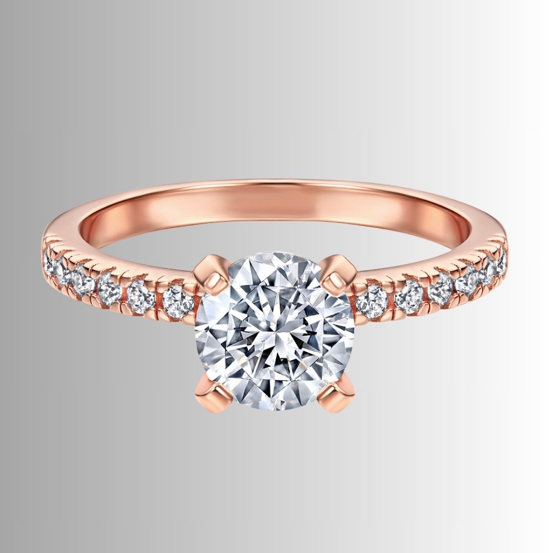 Women's Round-Center Ring with Accent Stone Band