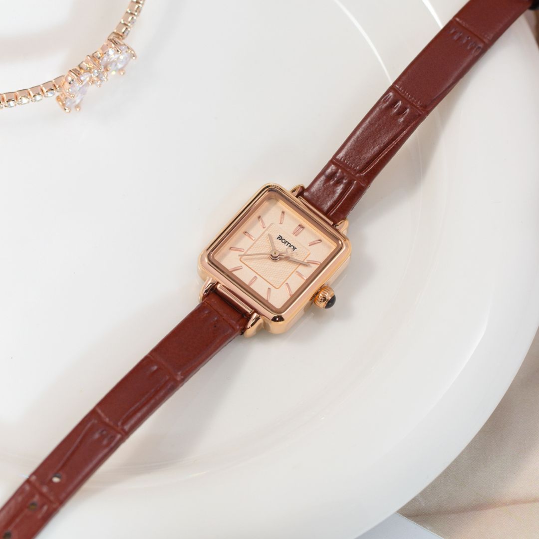 Women's Classic Square Dial Watch with Smooth Strap