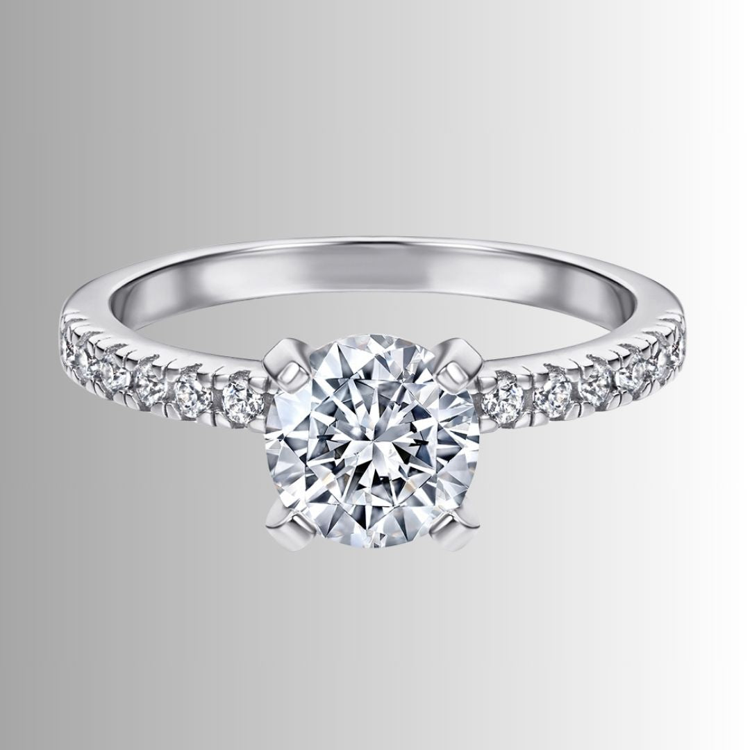 Women's Round-Center Ring with Accent Stone Band