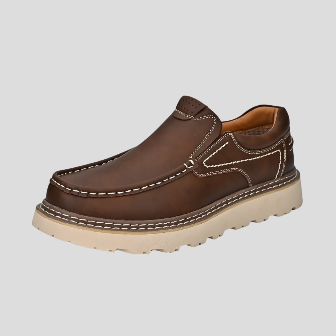 Men's Slip-On Shoes with Moc Toe Stitching
