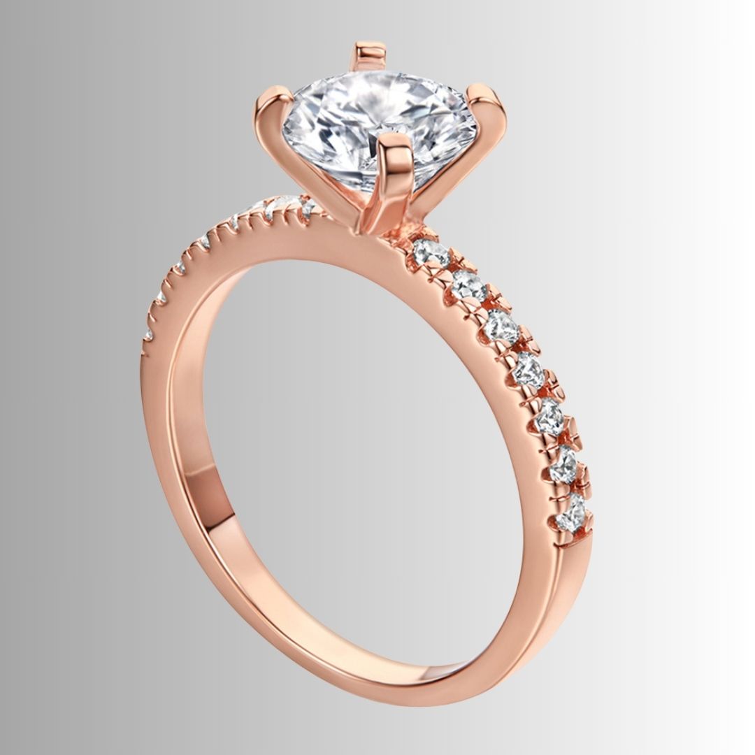 Women's Round-Center Ring with Accent Stone Band