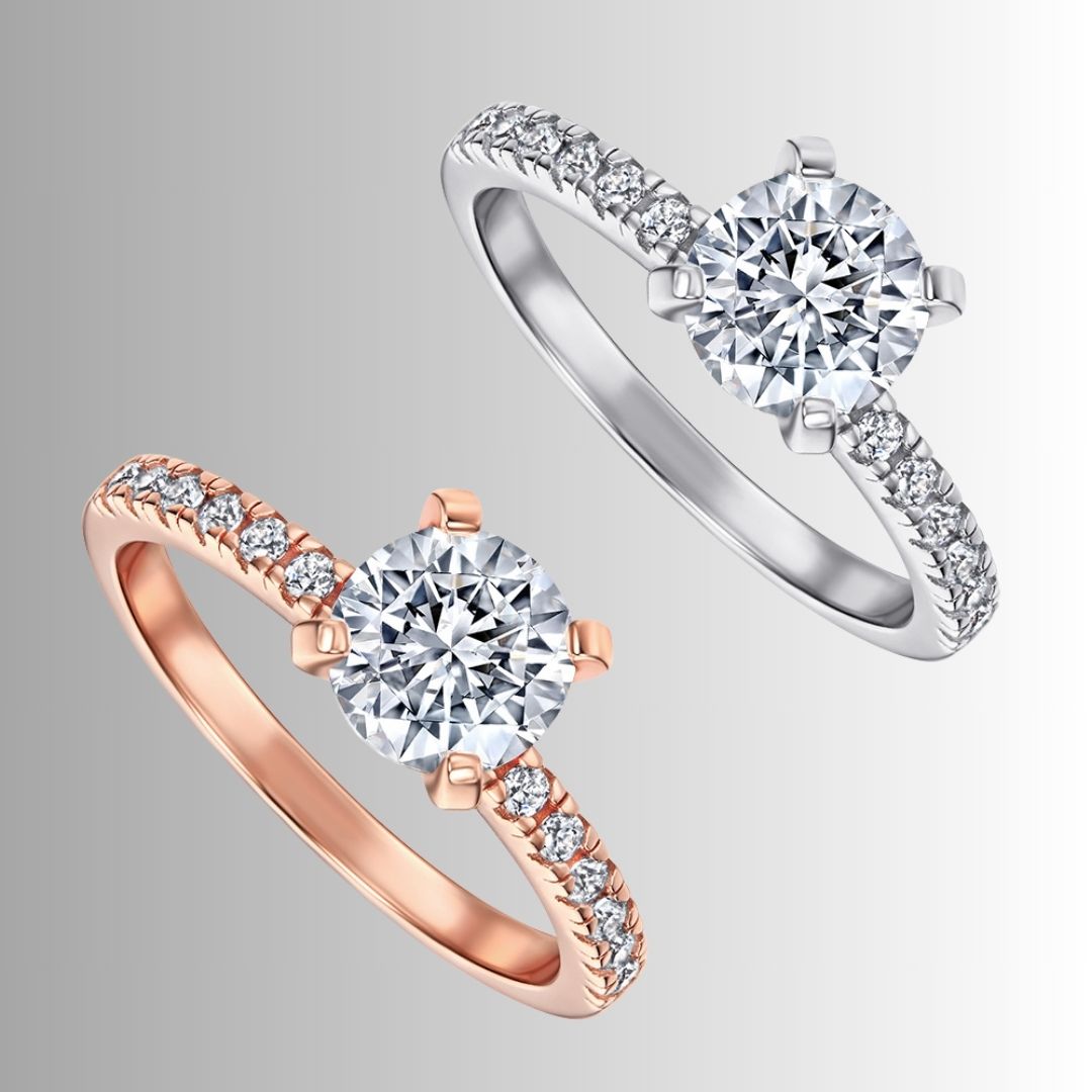 Women's Round-Center Ring with Accent Stone Band