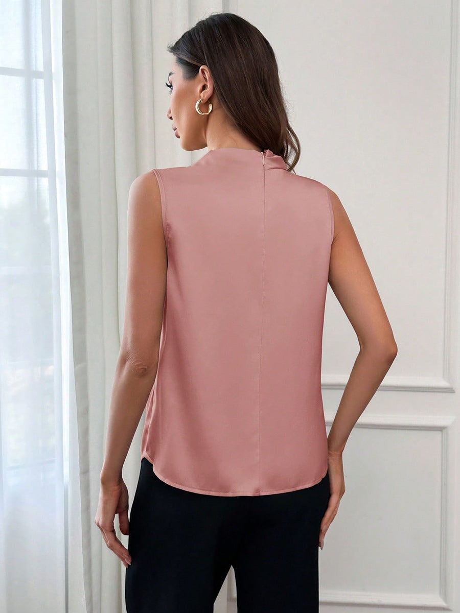 Satin Mock Neck Blouse