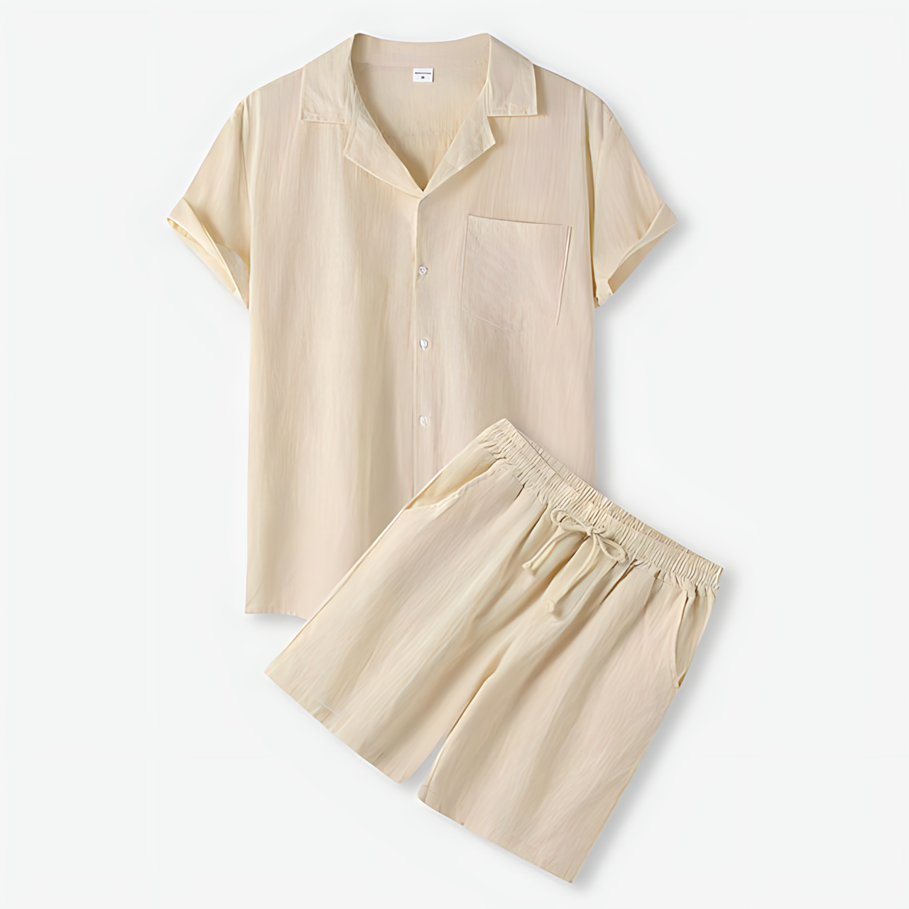Casual Button Shirt & Drawstring Shorts Duo