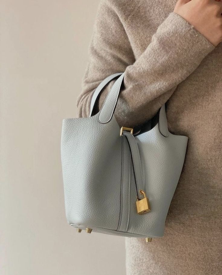 Structured Padlock Bucket Bag