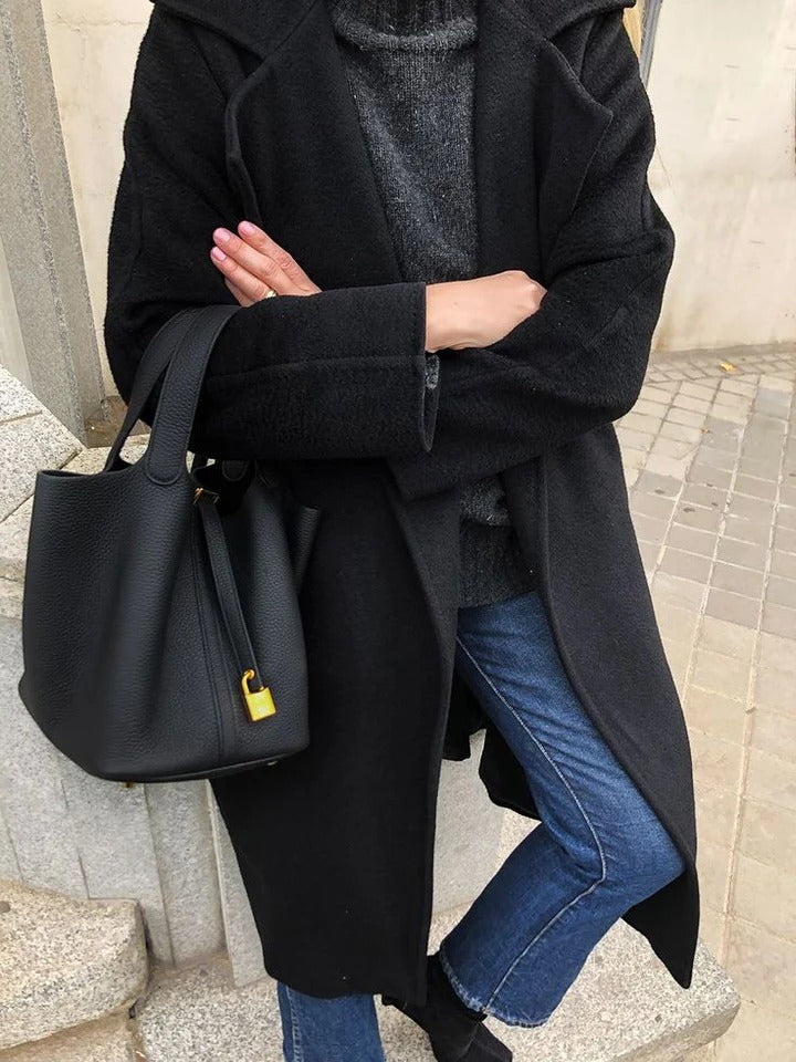 Structured Padlock Bucket Bag