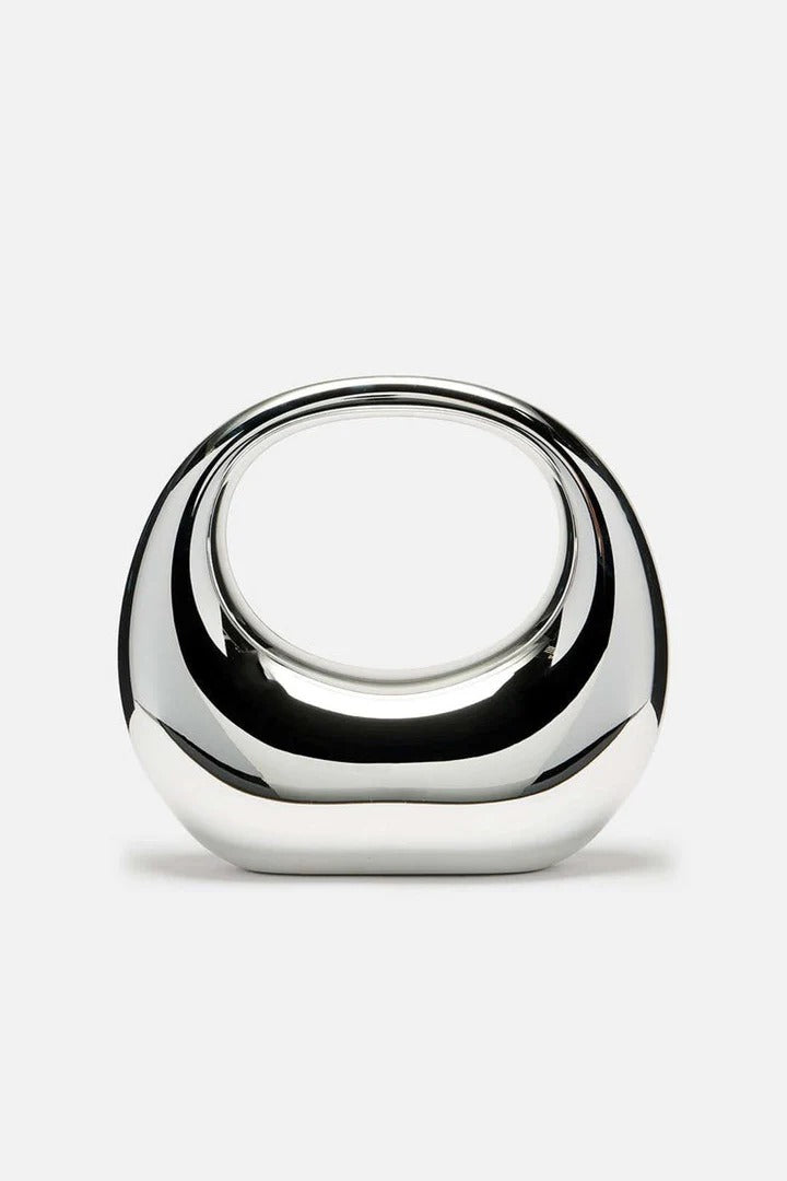 Curved Mirror-Finish Handbag