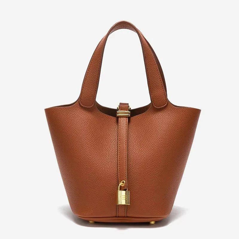 Structured Padlock Bucket Bag