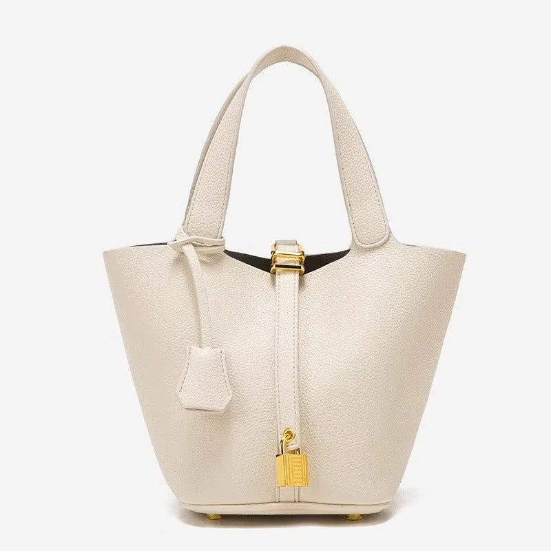 Structured Padlock Bucket Bag