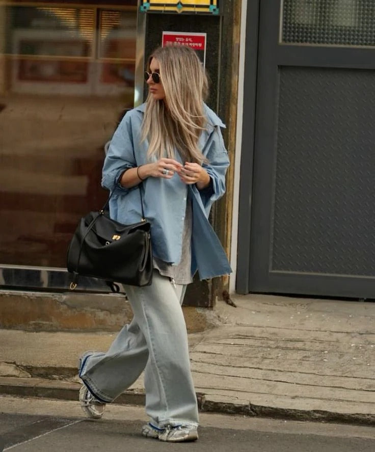 Structured Turn-Lock Shoulder Bag