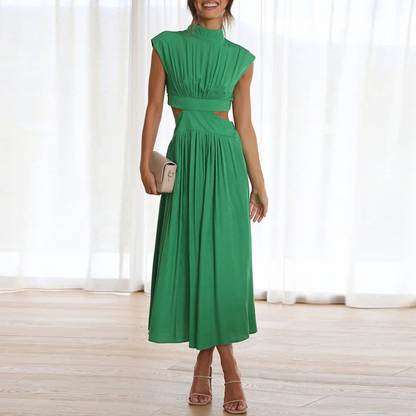 Cutout High Neck Midi Dress