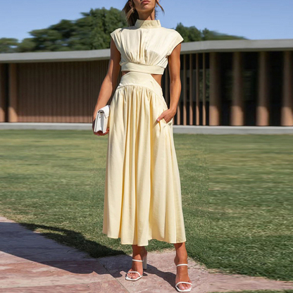 Cutout High Neck Midi Dress