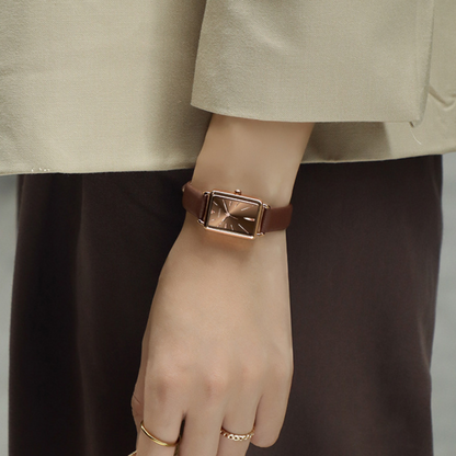 Women's Slim Rectangle Watch with Minimal Strap Design