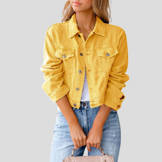 Women's Short Button-Front Denim Jacket