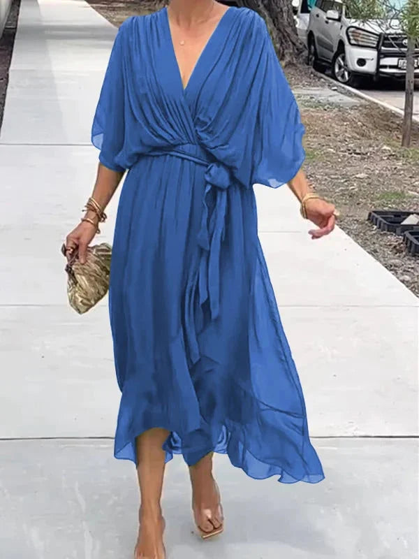 Belted Wrap Midi Dress
