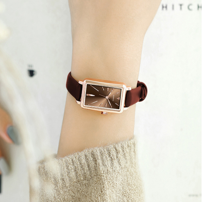Women's Slim Rectangle Watch with Minimal Strap Design