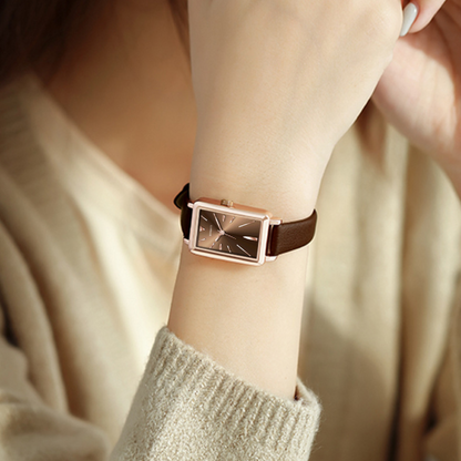 Women's Slim Rectangle Watch with Minimal Strap Design