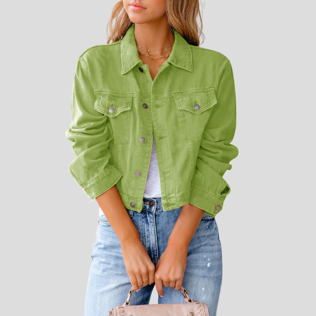 Women's Short Button-Front Denim Jacket