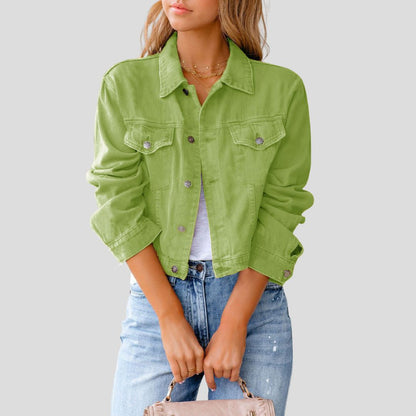Women's Short Button-Front Denim Jacket
