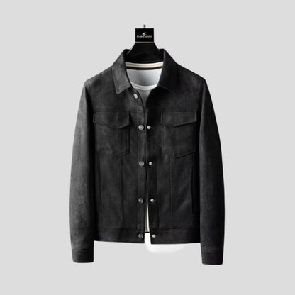 Women's Faux Suede Shirt Jacket with Snap Closure