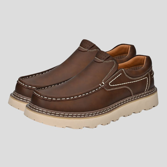 Men's Slip-On Shoes with Moc Toe Stitching