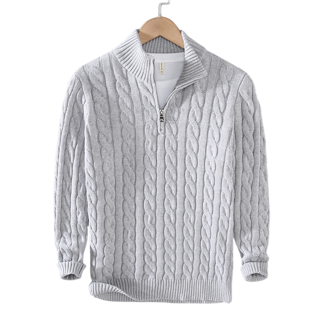 Textured Zip-Neck Sweater