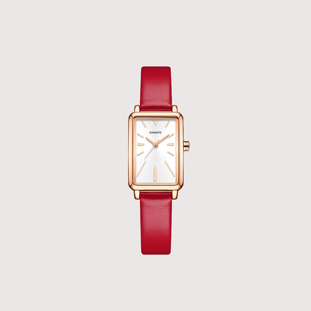 Women's Slim Rectangle Watch with Minimal Strap Design