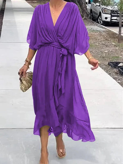 Belted Wrap Midi Dress
