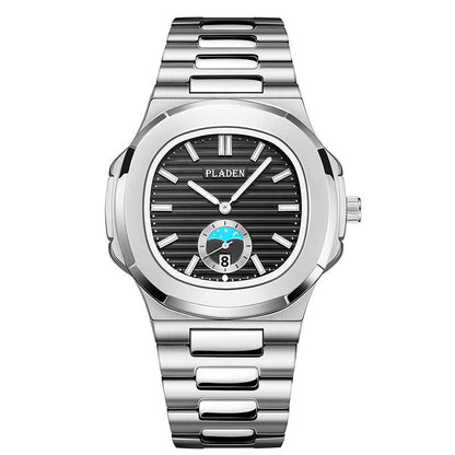 Geometric Dial Watch with Metal Strap