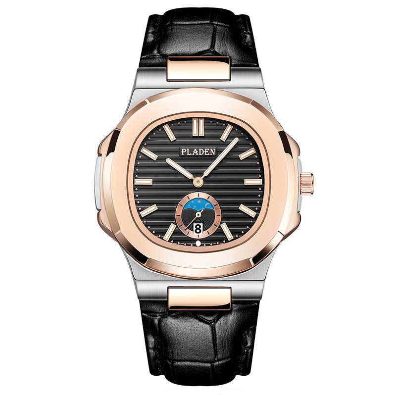 Geometric Dial Watch with Metal Strap