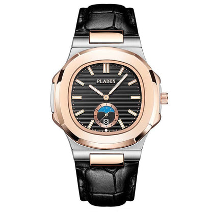 Geometric Dial Watch with Metal Strap