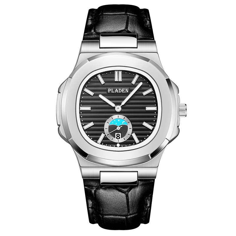 Geometric Dial Watch with Metal Strap