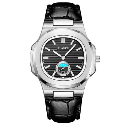 Geometric Dial Watch with Metal Strap