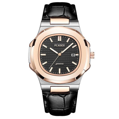 Geometric Dial Watch with Metal Strap