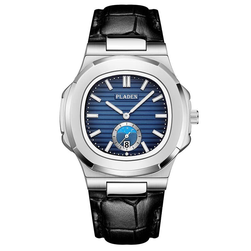 Geometric Dial Watch with Metal Strap