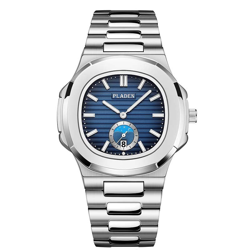 Geometric Dial Watch with Metal Strap