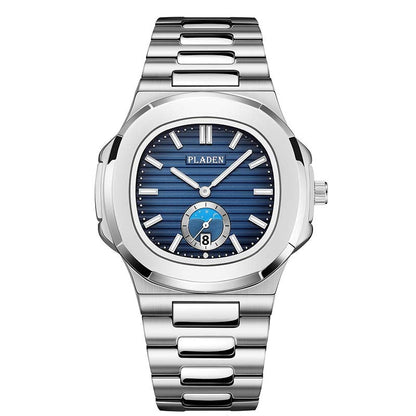 Geometric Dial Watch with Metal Strap