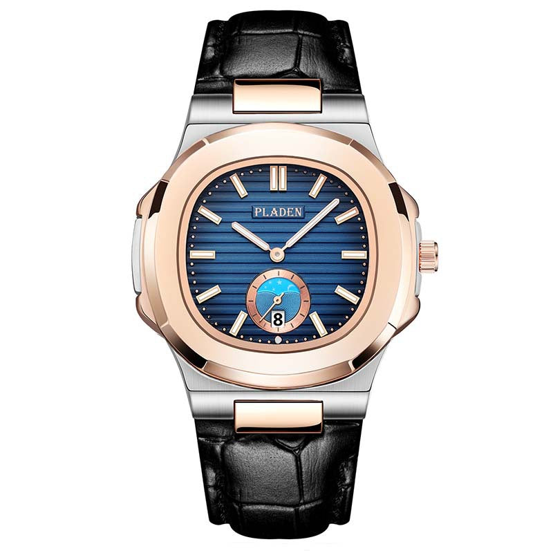 Geometric Dial Watch with Metal Strap