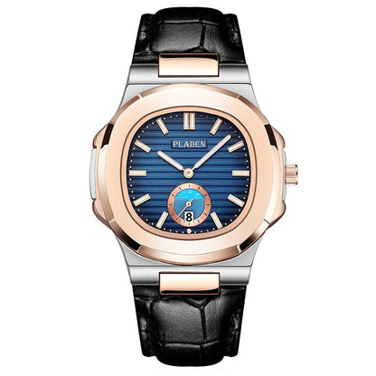 Geometric Dial Watch with Metal Strap