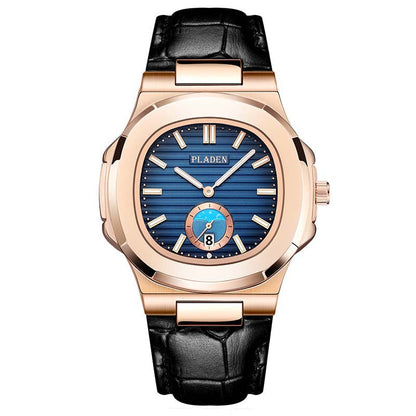 Geometric Dial Watch with Metal Strap