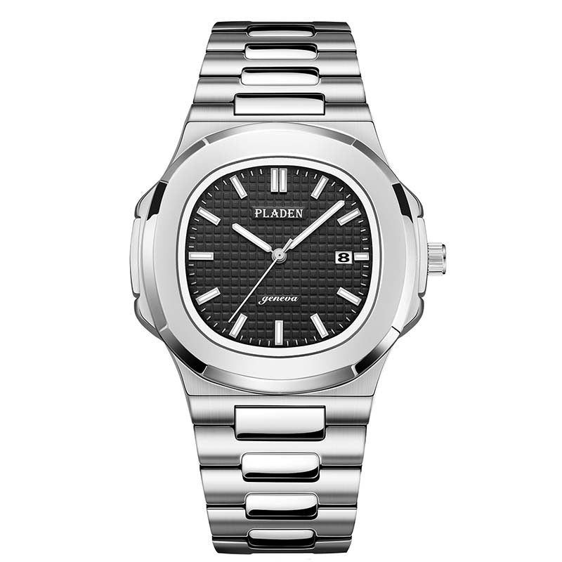 Geometric Dial Watch with Metal Strap
