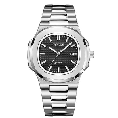 Geometric Dial Watch with Metal Strap