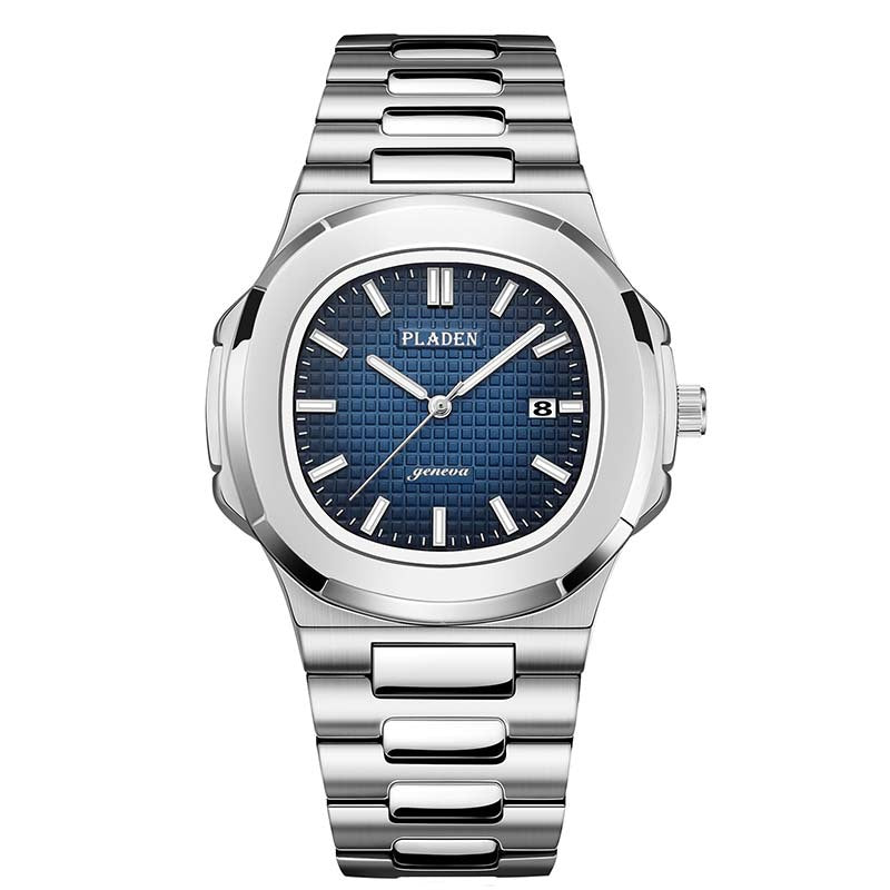 Geometric Dial Watch with Metal Strap
