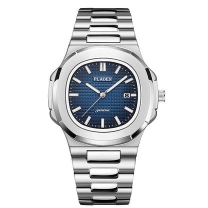 Geometric Dial Watch with Metal Strap