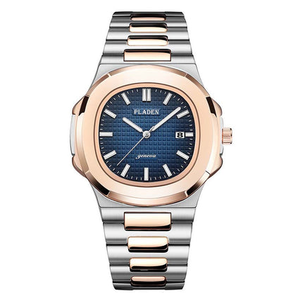 Geometric Dial Watch with Metal Strap