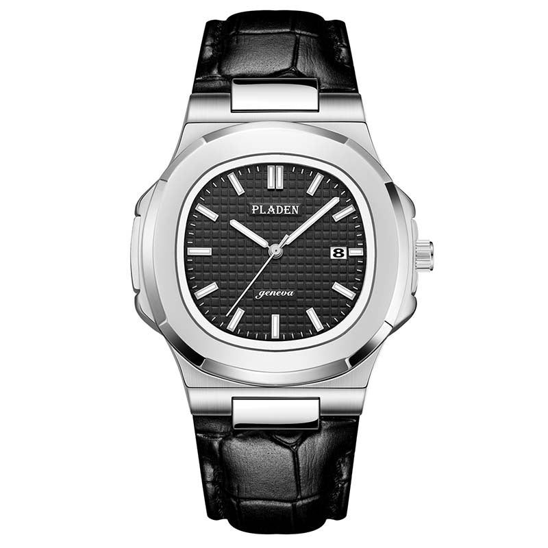 Geometric Dial Watch with Metal Strap