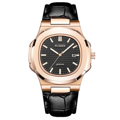 Geometric Dial Watch with Metal Strap